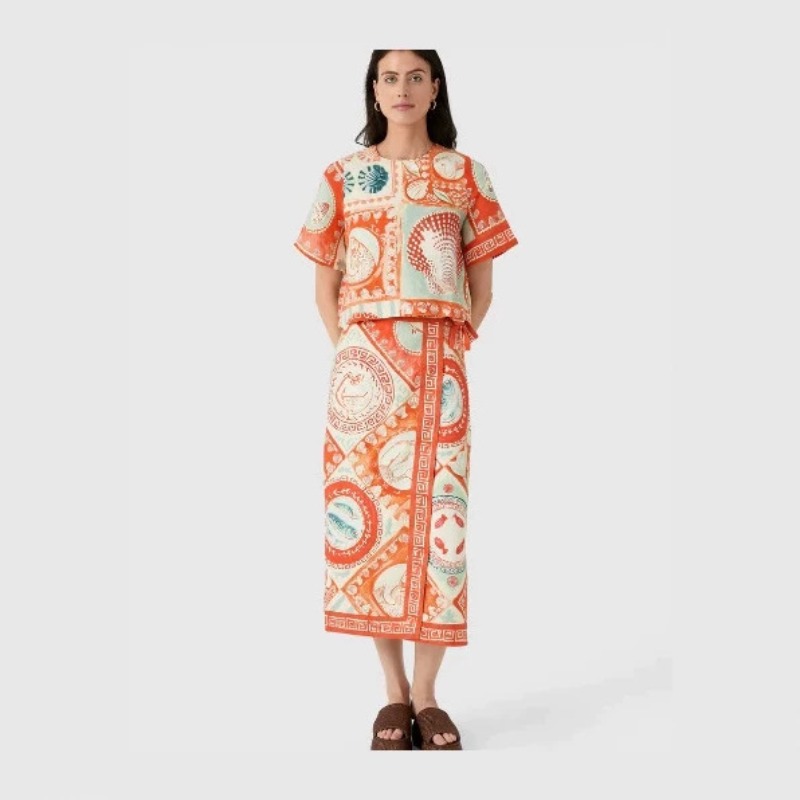 Midi Skirt Floral - New Women Unique Original Floral Linen