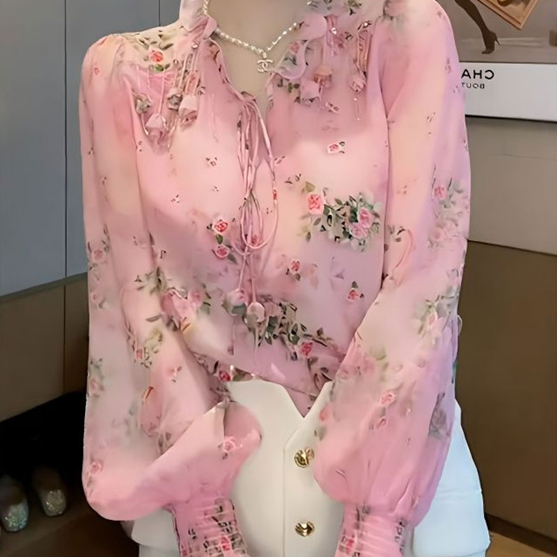 Romper Floral Print - Korean Broken Flowers Printed Blouse Fashion