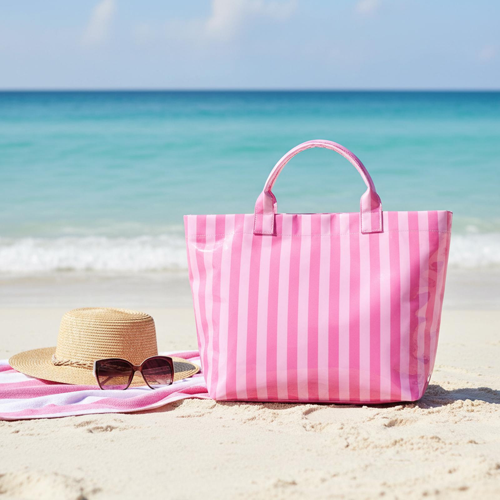 Tote Bag Beach - Large Striped Waterproof Tote Bag for