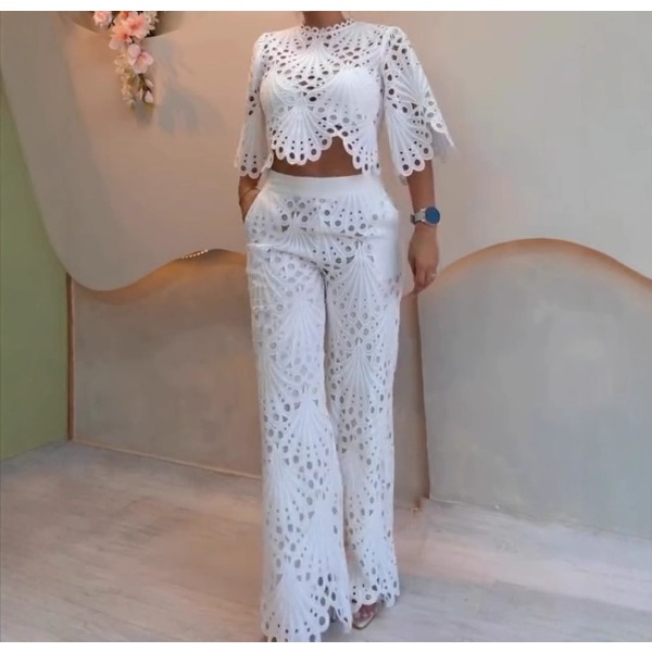 2 Pieces Outfit Woman New Summ - Crop Top Crochet recension och pris