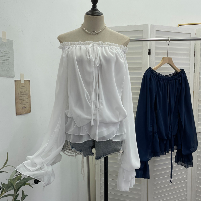 Off The Shoulder Chiffon Shirt - Blouse Off Shoulder recension och pris