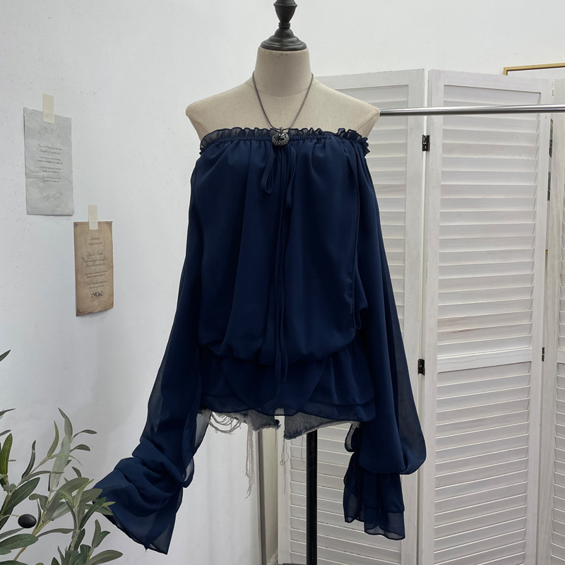Off The Shoulder Chiffon Shirt - Blouse Off Shoulder recension och pris