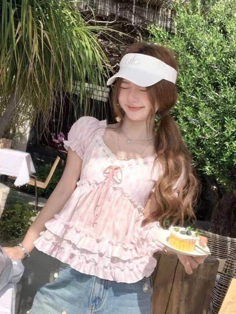 Summer New France Pink Floral  - Blouse Off Shoulder recension och pris
