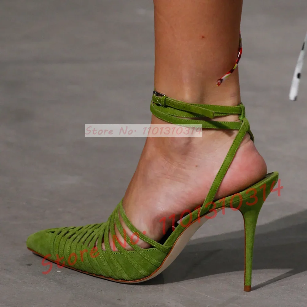 Green Vegan Suede Strappy Sand - Sandal Strappy Heeled recension och pris