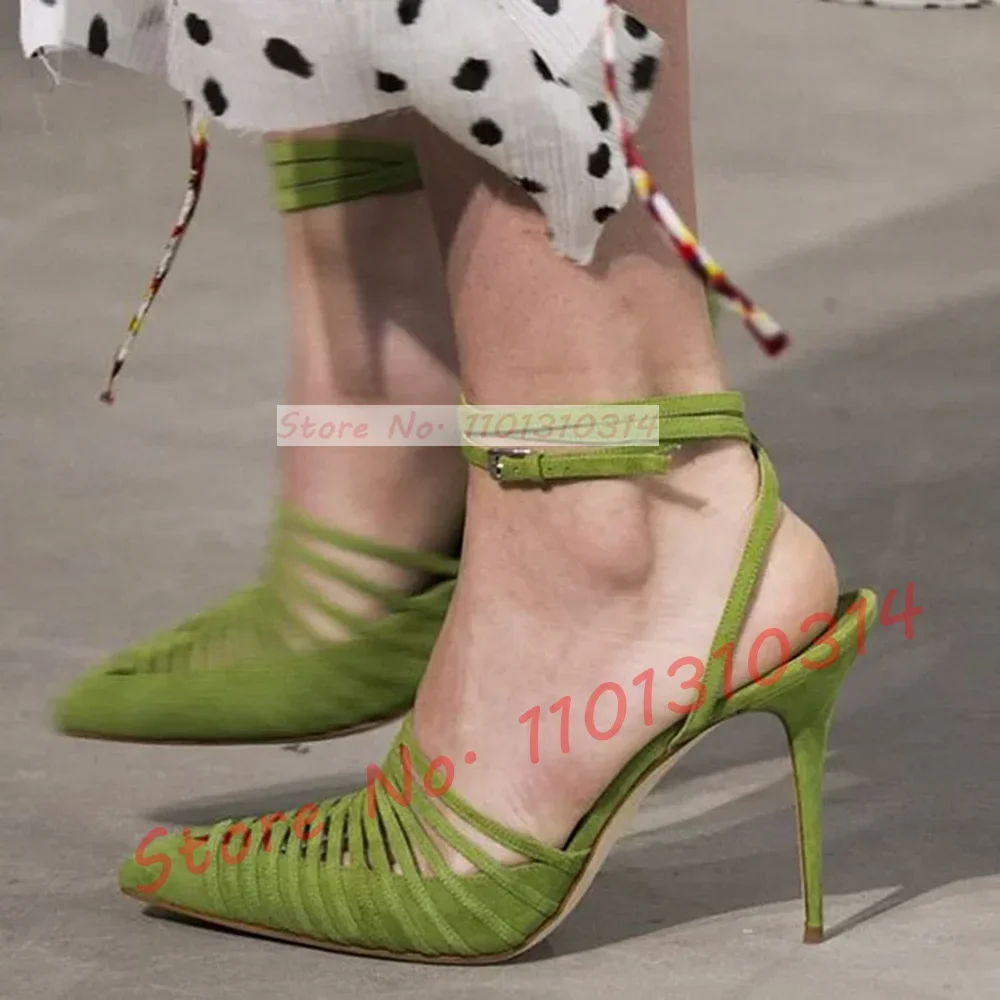 Green Vegan Suede Strappy Sand - Sandal Strappy Heeled recension och pris